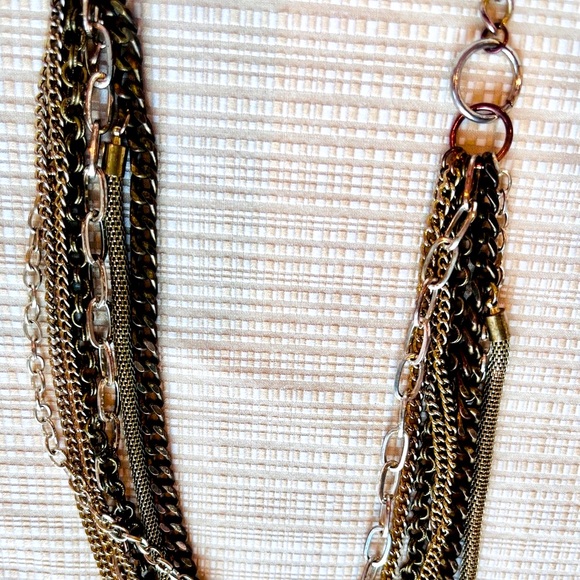 Mixed Metal Chain Layered Necklace & Cuff Set Apocalyptic Dystopian Grunge - Picture 4 of 16